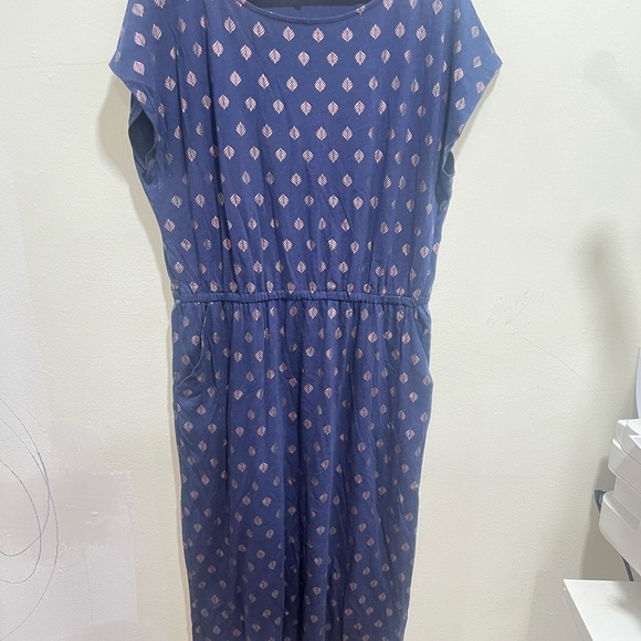 Boden Midi T-Shirt Dress Pockets Odile Jersey French Navy Palm Tile Foil sz 12p - Picture 5 of 13